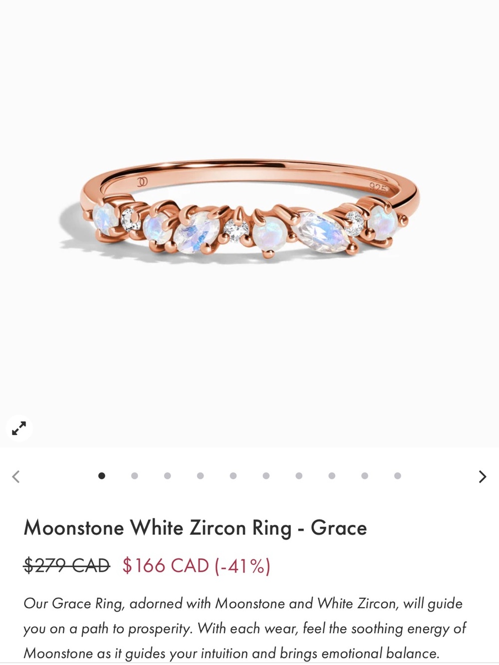 18K rose gold vermiel ring - Moonstones - white Zircon